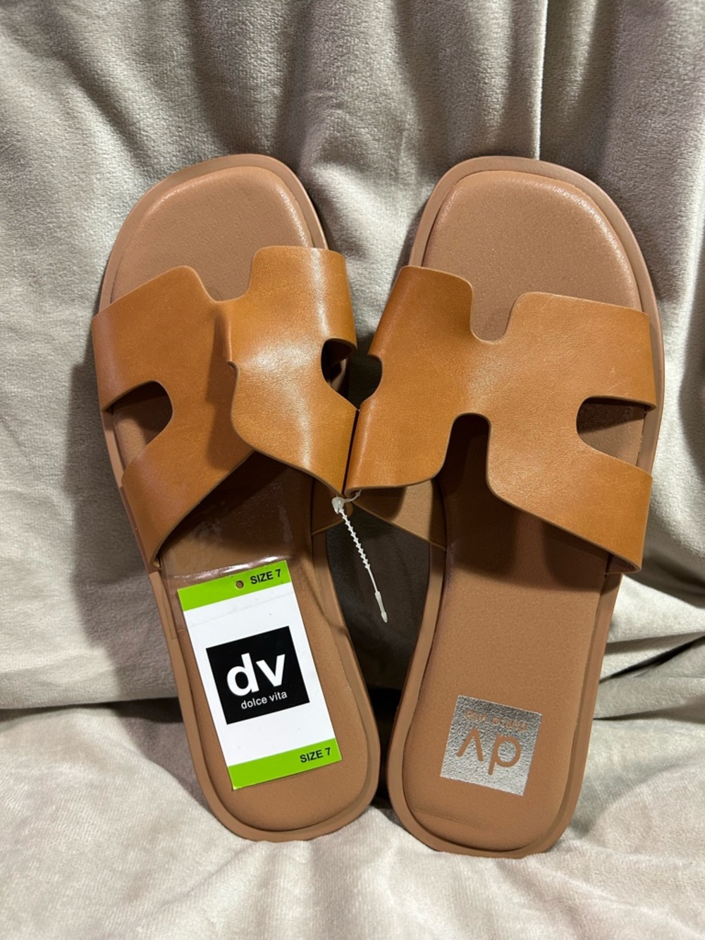 Dolce Vita Cognac Brown Slide Sandals